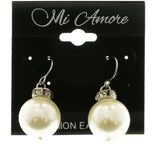 Mi Amore Dangle-Earrings Silver-Tone/White