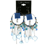 Mi Amore Acrylic Beads and Gems Dangle-Earrings Silver-Tone/Blue