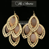 Mi Amore Peach Acrylic Gem Chandelier-Earrings Gold-Tone/Peach