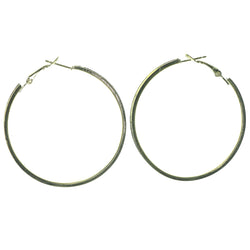 Gold-Tone & Brown Colored Metal Hoop-Earrings LQE953