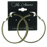 Gold-Tone & Brown Colored Metal Hoop-Earrings LQE953