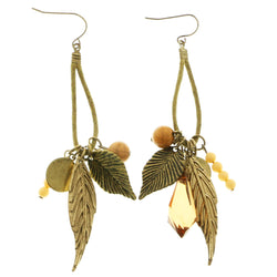 Mi Amore Feather Dangle-Earrings Bronze-Tone/Brown