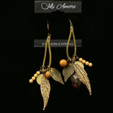 Mi Amore Feather Dangle-Earrings Bronze-Tone/Brown