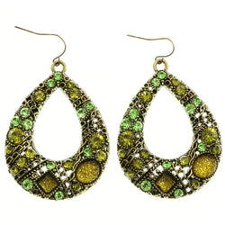 Mi Amore Green Acrylic Gem Dangle-Earrings Bronze-Tone/Green