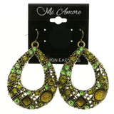 Mi Amore Green Acrylic Gem Dangle-Earrings Bronze-Tone/Green