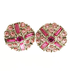 Mi Amore Crystals Post-Earrings Silver-Tone/Pink