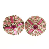 Mi Amore Crystals Post-Earrings Silver-Tone/Pink