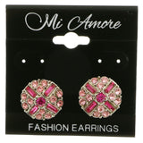 Mi Amore Crystals Post-Earrings Silver-Tone/Pink