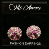 Mi Amore Crystals Post-Earrings Silver-Tone/Pink