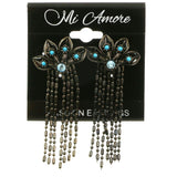 Mi Amore Crystals Dangle-Earrings Dark-Silver/Blue