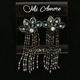 Mi Amore Crystals Dangle-Earrings Dark-Silver/Blue