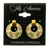 Mi Amore Floral Design Dangle-Earrings Gold-Tone/White