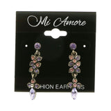 Mi Amore Flower Dangle-Earrings Silver-Tone/Purple