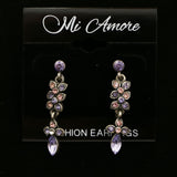 Mi Amore Flower Dangle-Earrings Silver-Tone/Purple