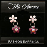 Mi Amore Flower Dangle-Earrings Dark-Silver/Pink