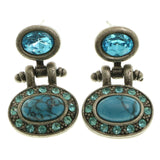 Mi Amore Blue Crystals Dangle-Earrings Silver-Tone/Blue