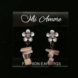 Mi Amore Flower Pink Crystal Dangle-Earrings Bronze-Tone & Purple