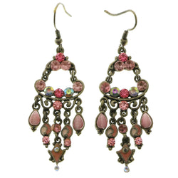 Mi Amore Faceted Crystals & Stones Antique Dangle-Earrings Silver-Tone & Pink