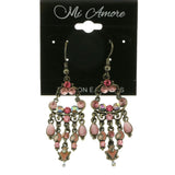 Mi Amore Faceted Crystals & Stones Antique Dangle-Earrings Silver-Tone & Pink