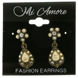 Mi Amore Flower Dangle-Earrings Bronze-Tone/White