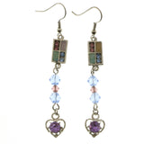 Mi Amore Heart Dangle-Earrings Silver-Tone/Purple