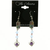 Mi Amore Heart Dangle-Earrings Silver-Tone/Purple