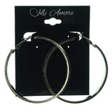 Silver-Tone & Purple Metal Hoop-Earrings