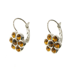 Mi Amore Flower Crystal Dangle-Earrings Silver-Tone & Gold-Tone