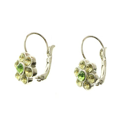 Mi Amore Flower Crystal Dangle-Earrings Silver-Tone & Green