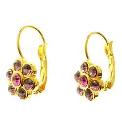 Mi Amore Flower Crystal Dangle-Earrings Gold-Tone & Pink