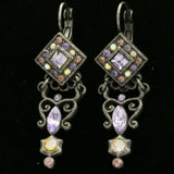 Mi Amore Drop-Dangle-Earrings Purple/Gold-Tone