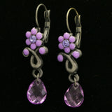 Mi Amore Flower Drop-Dangle-Earrings Purple/Silver-Tone