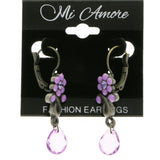 Mi Amore Flower Drop-Dangle-Earrings Purple/Silver-Tone