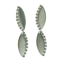 Silver-Tone Metal Dangle Earrings With Rhinestone Accents