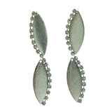 Silver-Tone Metal Dangle Earrings With Rhinestone Accents