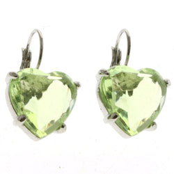 Mi Amore Heart Dangle-Earrings Green/Silver-Tone