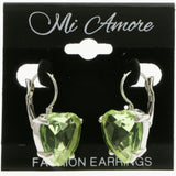 Mi Amore Heart Dangle-Earrings Green/Silver-Tone