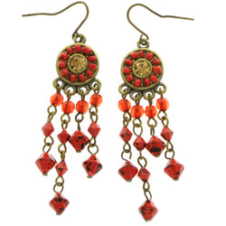 Mi Amore Drop-Dangle-Earrings Red/Gold-Tone