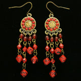 Mi Amore Drop-Dangle-Earrings Red/Gold-Tone