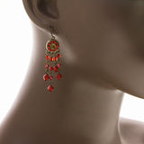 Mi Amore Drop-Dangle-Earrings Red/Gold-Tone