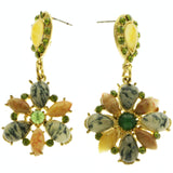 Mi Amore Dangle-Earrings Green/Gold-Tone