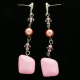 Mi Amore Drop-Dangle-Earrings Pink/Silver-Tone