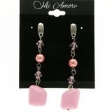 Mi Amore Drop-Dangle-Earrings Pink/Silver-Tone