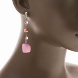 Mi Amore Drop-Dangle-Earrings Pink/Silver-Tone