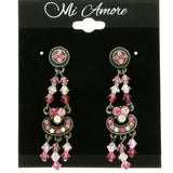 Mi Amore Drop-Dangle-Earrings Pink/Silver-Tone