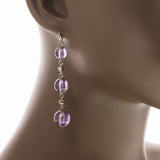 Mi Amore Drop-Dangle-Earrings Purple/Silver-Tone