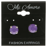 Mi Amore Post-Earrings Purple/Silver-Tone