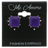 Mi Amore Post-Earrings Purple/Gold-Tone