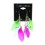 Mi Amore Feathers Dangle-Earrings Silver-Tone/Multicolor