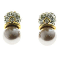 Mi Amore Crystal Accented Post-Earrings Gold-Tone/Brown